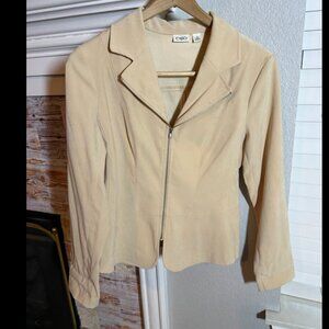 Cato Beige Moto Style Zip Jacket Women’s Size 8 Fitted Blazer